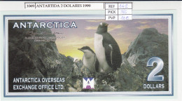 BILLETE ANTARTIDA 2 DOLARES 1999 ANT-008s SIN CIRCULAR - Otros – Oceanía