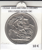 CR2668 MONEDA GRAN BRETAÑA 5 CHELINES 1951 CUPRO NIQUEL EBC - Otros – Europa