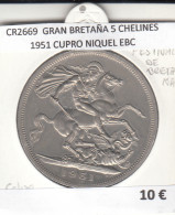 CR2669 MONEDA GRAN BRETAÑA 5 CHELINES 1951 CUPRO NIQUEL EBC - Sonstige – Europa