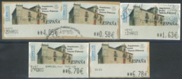 SPAIN - 2003 - POSTAL ARCHITECTURE OSORNO PALENCIA STAMPS LABELS SET OF 5 OF DIFFERENT VALUES, USED . - Gebruikt