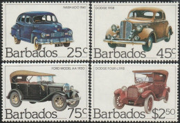 THEMATIC  TRANSPORT:  CLASSIC CARS. NASH 600, DODGE D-8 COUPE 1938, FORD A TOURER, DODGE FOUR TOURER 1918  -   BARBADOS - Automobili