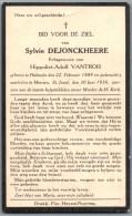 Bidprentje Halewijn - Dejonckheere Sylvie (1889-1936) - Devotion Images