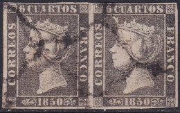 Spain 1850 Sc 1 España Ed 1A Pair Used Spider (araña) Cancel Type II Positions 22-23 - Used Stamps