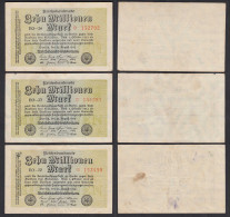 10 Millionen Mark 1923 Ro 105a 3 Stück FZ: EO BZ: 22,23,24 Starnoten    (27361 - Other & Unclassified