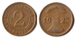 2 Reichspfennig 1925 G Weimar Deutsches Reich Jaeger Nr. 314   (p412 - 2 Renten- & 2 Reichspfennig