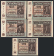 5 Stück á 5000 Mark 1922 Ro 80a Pick 81 FZ: B Verschiedene Serien    (28218 - Sonstige & Ohne Zuordnung