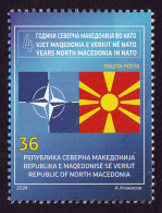 North Macedonia 2024 4 Years Anniversary In NATO OTAN Flags MNH - Noord-Macedonië