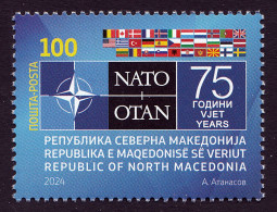 North Macedonia 2024 75 Years Anniversary NATO OTAN Flags MNH - Macedonia Del Norte