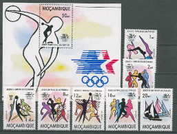Mocambique 1983 Olympic Games Los Angeles, Basketball, Volleyball, Handball, Sailing Etc. Set Of 7 + S/s MNH - Estate 1984: Los Angeles