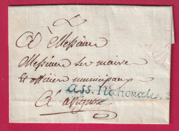 FRANCHISE ASSEMBLEE NATIONALE .3 EN BLEU PARIS 1790 POUR AVIGNON VAUCLUSE BEAU CACHET DE CIRE AU DOS LETTRE - 1801-1848: Precursores XIX