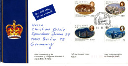 Hong Kong, 4th Ann.of Coronation QE 2 On Official Souvenir Cover Mi. 691-4 - Cartas & Documentos