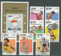 Nicaragua 1983 Olympic Games Los Angeles, Sailing, Boxing, Cycling, Basketball Etc. Set Of 7 + S/s MNH - Estate 1984: Los Angeles