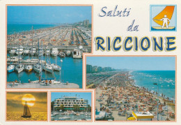 U6059 Saluti Da Riccione (Rimini) - Panorama Vedute Multipla - Barche Boats Bateaux / Viaggiata 2004 - Altri & Non Classificati