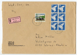 Germany, Berlin 1979 Insured V-Label Cover; Berlin To Worms-Abenheim; Mix Of Stamps - Covers & Documents