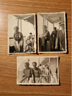 19299.  Tre Fotografie D'epoca Uomo Donna In Traghetto Barca Nave 1935 Italia - 9x6 - Anonieme Personen
