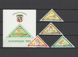 Panama 1984 Olympic Games Los Angeles, Athletics, Wrestling, Weightlifting, Shooting Set Of 4 + S/s MNH - Zomer 1984: Los Angeles