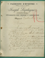 16 Montbron 24 Varaignes Laplagne Joseph Fabrique D' Etoffes Filature De Laines Vêtements Sur Mesure Confection 1902 - Artesanos