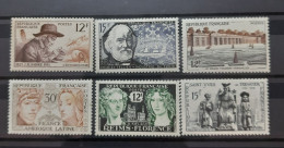 France Yvert 1055-1056-1059-1060-1061-1063 ** Année 1956 MNH. - Nuevos