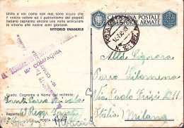 1943-Posta Militare /n.101 Sez.A C.2 (14.7) Su Cartolina Franchigia, Fori Di Spi - Weltkrieg 1939-45