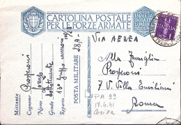 1941-UFFICIO POSTALE MILITARE/n.99 C.2 (17.4) Su Cartolina Franchigia, Via Aerea - Weltkrieg 1939-45