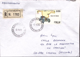 1989-ITALA IN CORSA Lire 3150 Isolato Su Raccomandata Capizzone (2.9) Per La Svi - 1981-90: Marcofilia