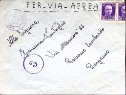 1943-R. C. T. CALATAFINI Manoscritto Al Verso Di Busta Via Aerea Affrancata Impe - Weltkrieg 1939-45