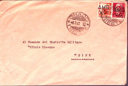 1947-A.M.G.-V.G. Grado C.2 (8.7) Su Busta Affrancata Imperiale S.F. Lire 2 + Dem - Storia Postale