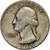 États-Unis, Washington Quarter, Quarter, 1945, Philadelphie, TB, Argent, KM:164 - 1932-1998: Washington