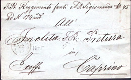 1872-LOMBARDO-VENETO F.R. Reggimento Fanti M. Sigismondo N.45 Manoscritto Su Let - Storia Postale