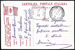 1915-Italia Franchigia Militare Rosso Su Bianco, Intestazione Con Bandiera A Sin - Oorlog 1914-18