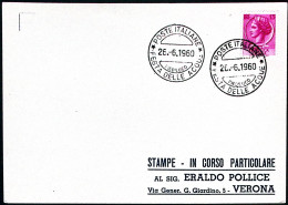 1960-PIEDILUCO FESTA DELLE ACQUE Annullo Speciale (26.6) Su Cartolina - Manifestazioni