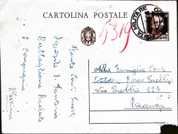 1942-DEPOSITO FANTERIA/MESSINA Manoscritto Su Cartolina Postale C.30 Posta Milit - Guerra 1939-45