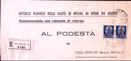 1944-RSI Imperiale Sopr. Coppia Lire 1,25 (495) Su Piego Raccomandato Novara (1. - Marcophilia