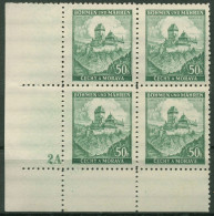Böhmen & Mähren 1939 Eckrand-4er-Block 100er-Bogen 26 Pl.-Nr. 2A Postfrisch - Ungebraucht