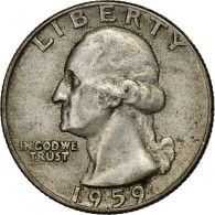 États-Unis, Quarter, Washington Quarter, 1959, U.S. Mint, Argent, TTB, KM:164 - 1932-1998: Washington