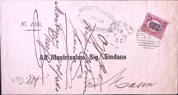 1881-FRANCOBOLLO SERVIZIO Sopr. C.2/2,00 (34) Isolato Su Piego - Storia Postale