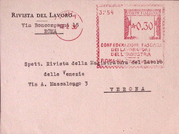 1936-CONFED. FASCISTA LAVORAT. INDUSTRIA/Roma (13.2) Annullo Meccanico (rossa) C - Macchine Per Obliterare (EMA)
