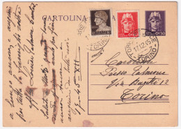 1945-Imperiale Senza Fasci C.10 E 60 (536+539) Su Cartolina Postale C.50 (C120)  - Storia Postale