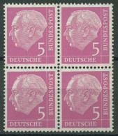 Bund 1954 Th. Heuss I Bogenmarken 179 X Wv 4er-Block Postfrisch - Nuovi