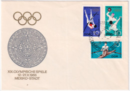1968-GERMANIA DDR Giochi Olimpici Messico (1101+1104/5) Fdc - Briefe U. Dokumente