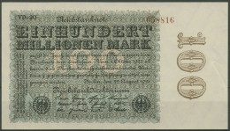 Dt. Reich 100 Mio Mark 1923, WZ Hakensterne, Ro 106 L Fast Kassenfrisch (K866) - 100 Miljoen Mark