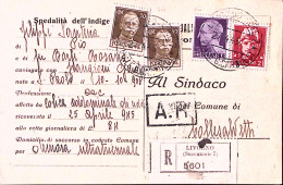 1945-Imperiale Senza Fasci Due C.30 E Lire 1 + Imperiale Lire 2 Su Cartolina Rac - Marcophilie