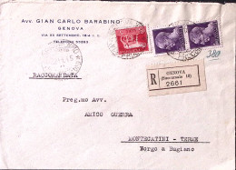 1945-Imperiale Senza Fasci Lire 5 E Coppia Lire 1 Su Raccomandata Genova (2.11) - Marcofilía