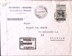 1959-SEGANTINI Lire 110 (835) Isolato Su Raccomandata Firenze (3.4) - 1946-60: Poststempel