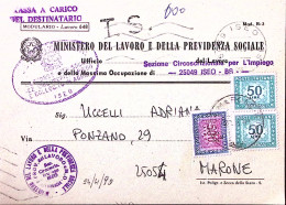 1990-Segnatasse Lire 500 E Coppia Lire 50 Su Cartolina Iseo (24.4) Tassa Carico  - 1981-90: Marcofilie