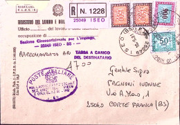 1991-Segnatasse Lire 50, 900 E Due Lire 1500 Su Raccomandata Iseo (10.5) Tassa C - 1991-00: Marcophilia