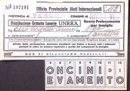 1940-BUONO PRELEVAMENTO Ufficio Provinciale Aiuti Internazionali UNRRA Cartella  - Poststempel