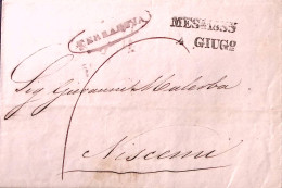 1855-SICILIA TERRANOVA Ovale Rosso Su Lettera Completa Testo (4.6) - ...-1850 Voorfilatelie