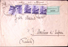 1948-Democratica Cinque Lire 6 (556) Su Raccomandata Padova (27.3) - 1946-60: Poststempel