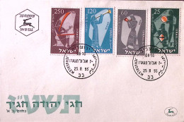 1955-Israele Nuovo Anno Serie Cpl. (92/5) Su Fdc (25.8.55) - FDC